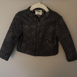 Charcoal gray quilted moto jacket